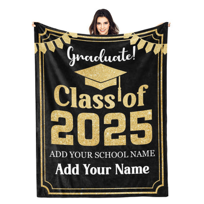 Personalized Class of 2025 Graduation Custom Name Blanket - Graduation Gifts