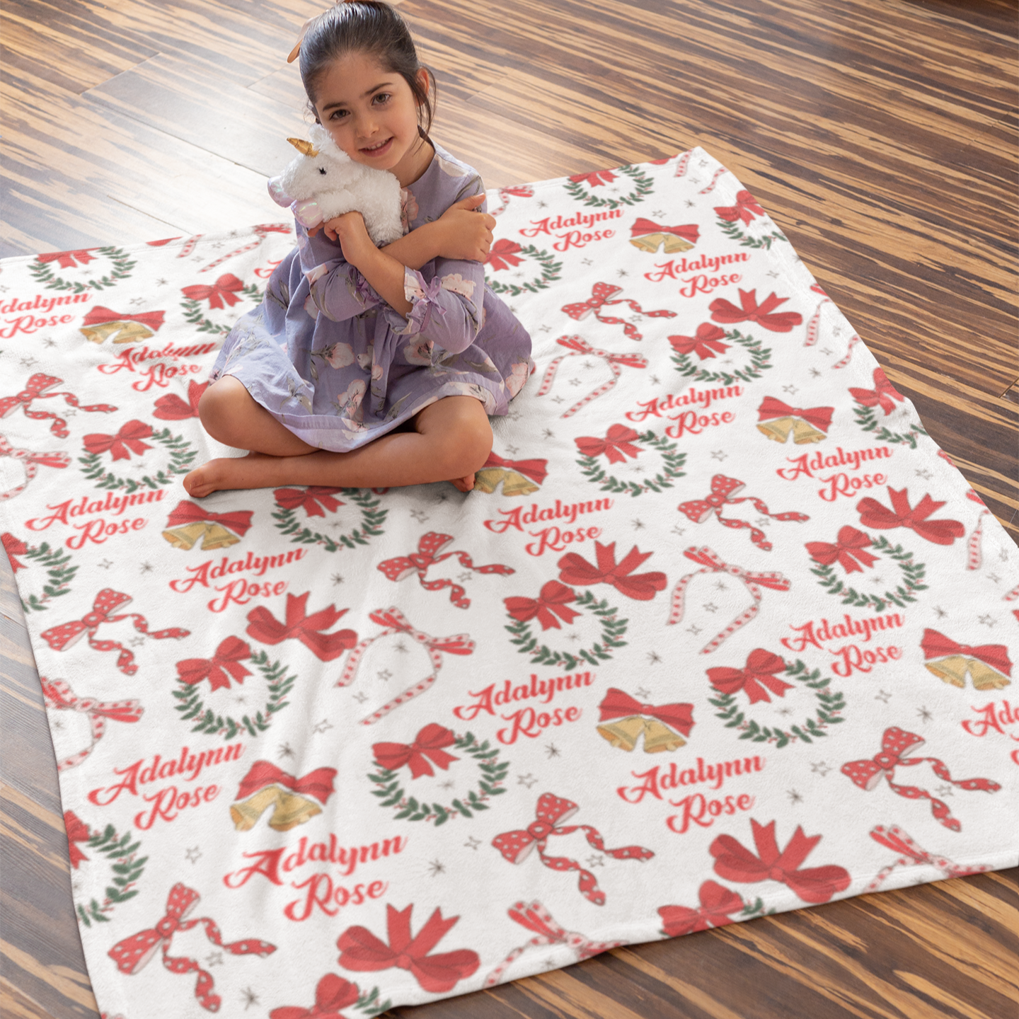 Personalized Christmas Name Blanket - Gift for Kids