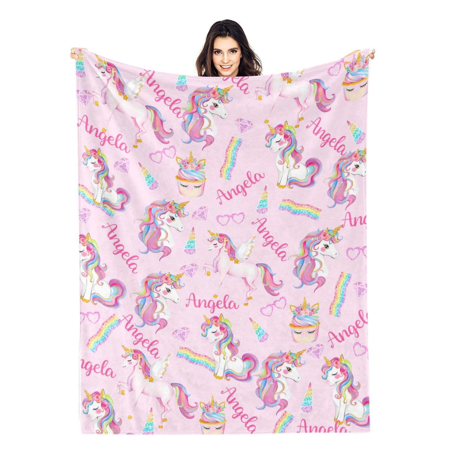 Personalised Rainbow Pony Name Blanket - Gift for Kids