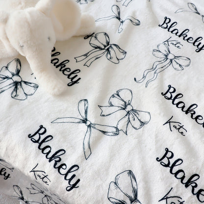 Personalized Line Bow Name Blanket - Gift for Kids