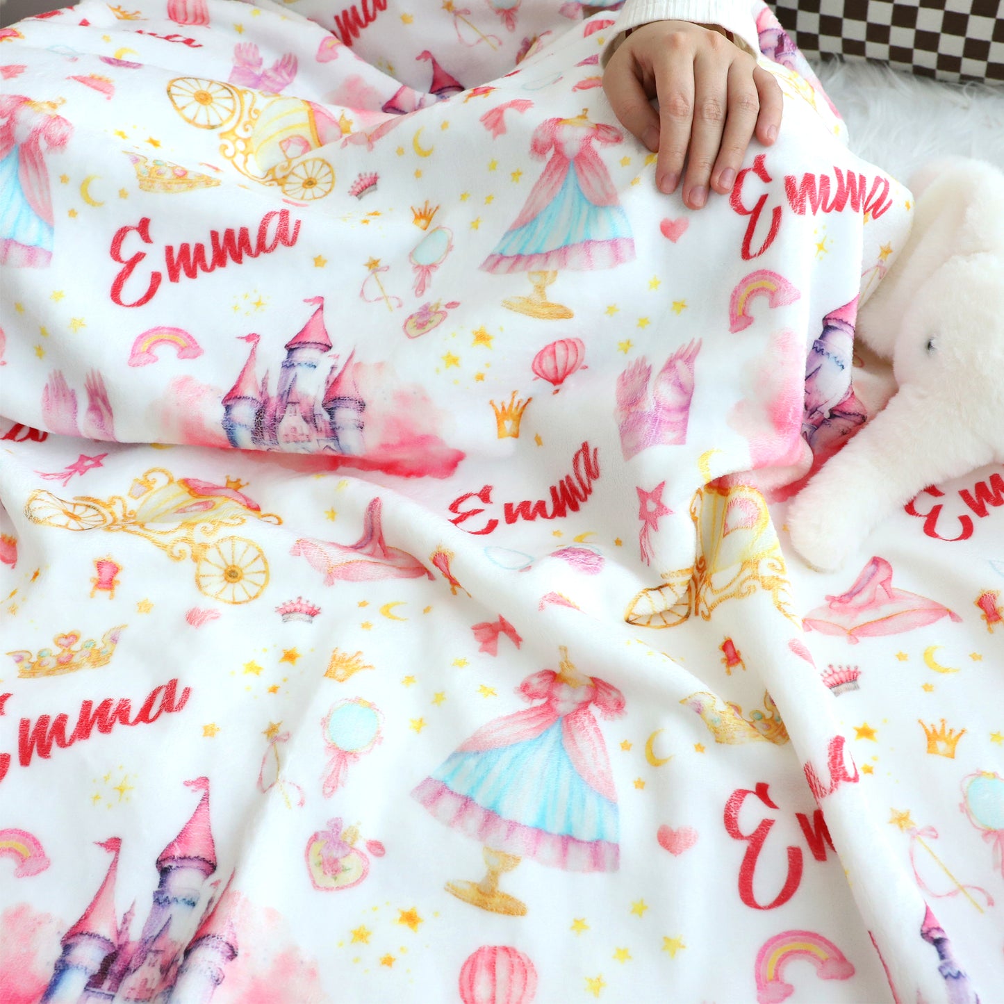 Personalized Princess Pink Name Blanket - Gift for Kids