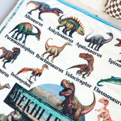 Personalized Custom Dinosaurs Collection Name Blankets - Gift for Kids