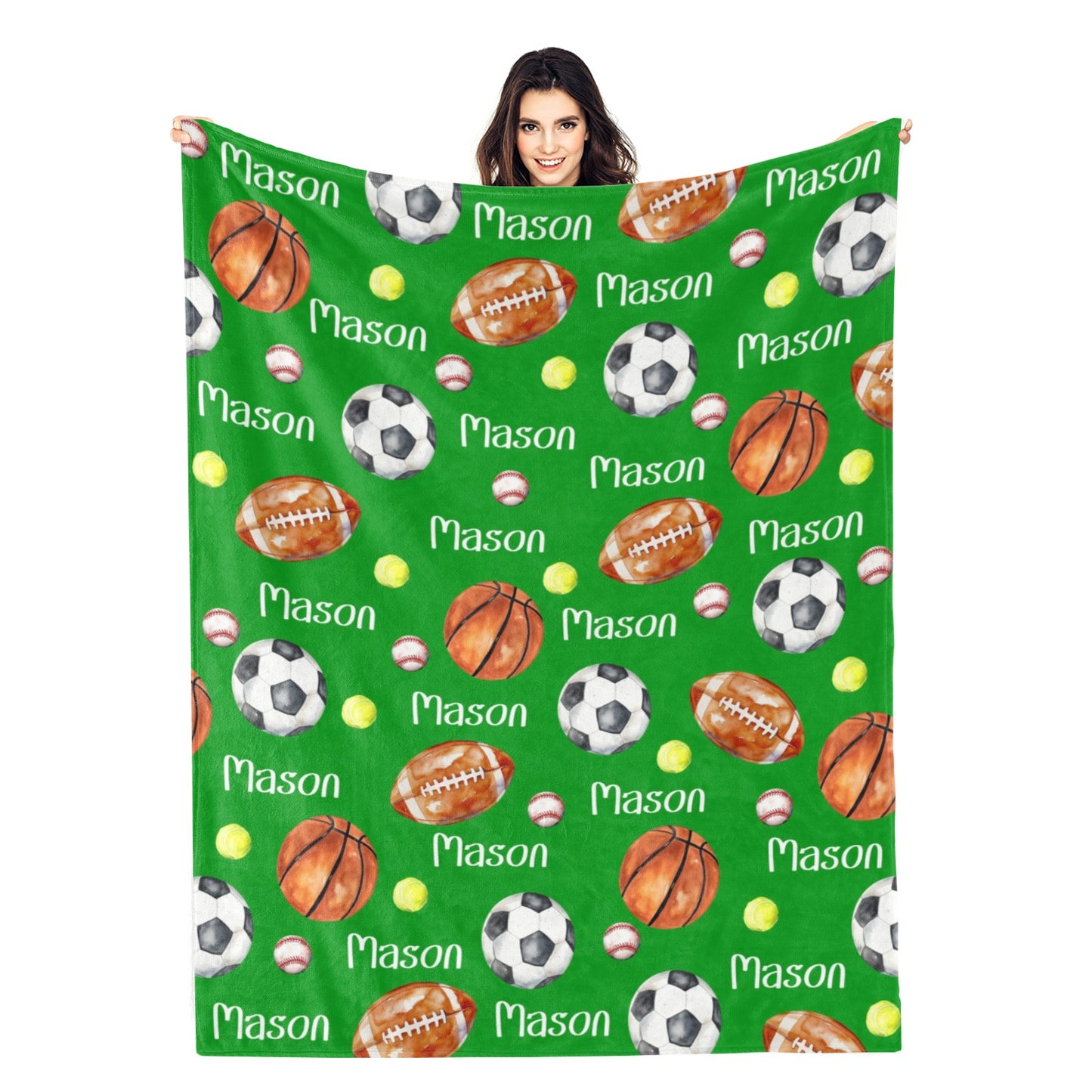 Personalised Custom Ball Collection Boy Name Blankets - Gift for Kids