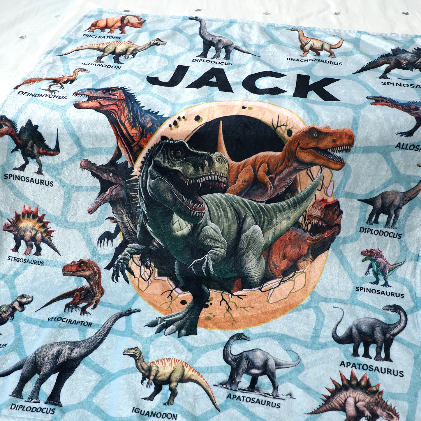 Personalized Jurassic Dinosaur Name Blankets - Gifts for Kid