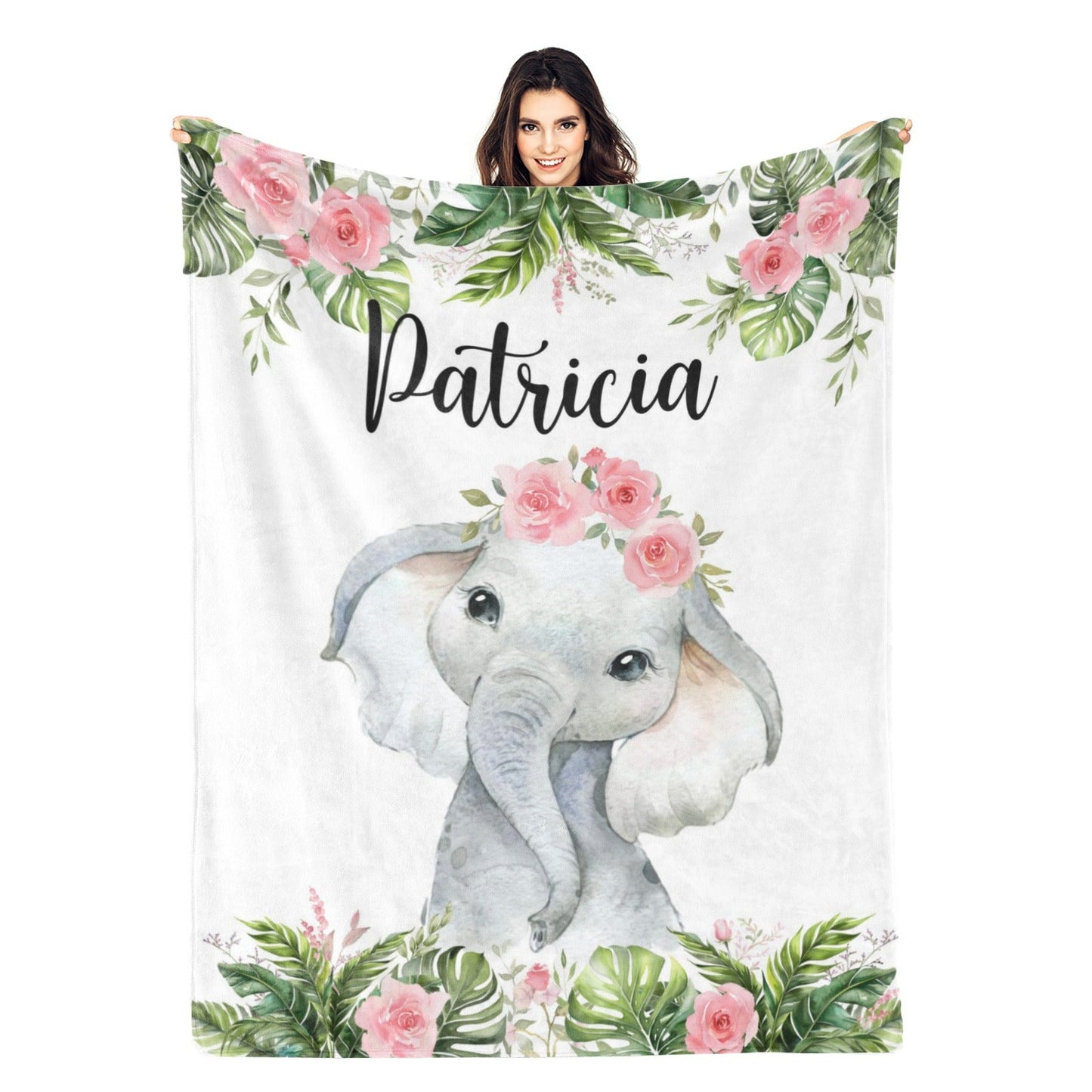 Personalized Elephant Children's Name Blankets - Gift for Kids