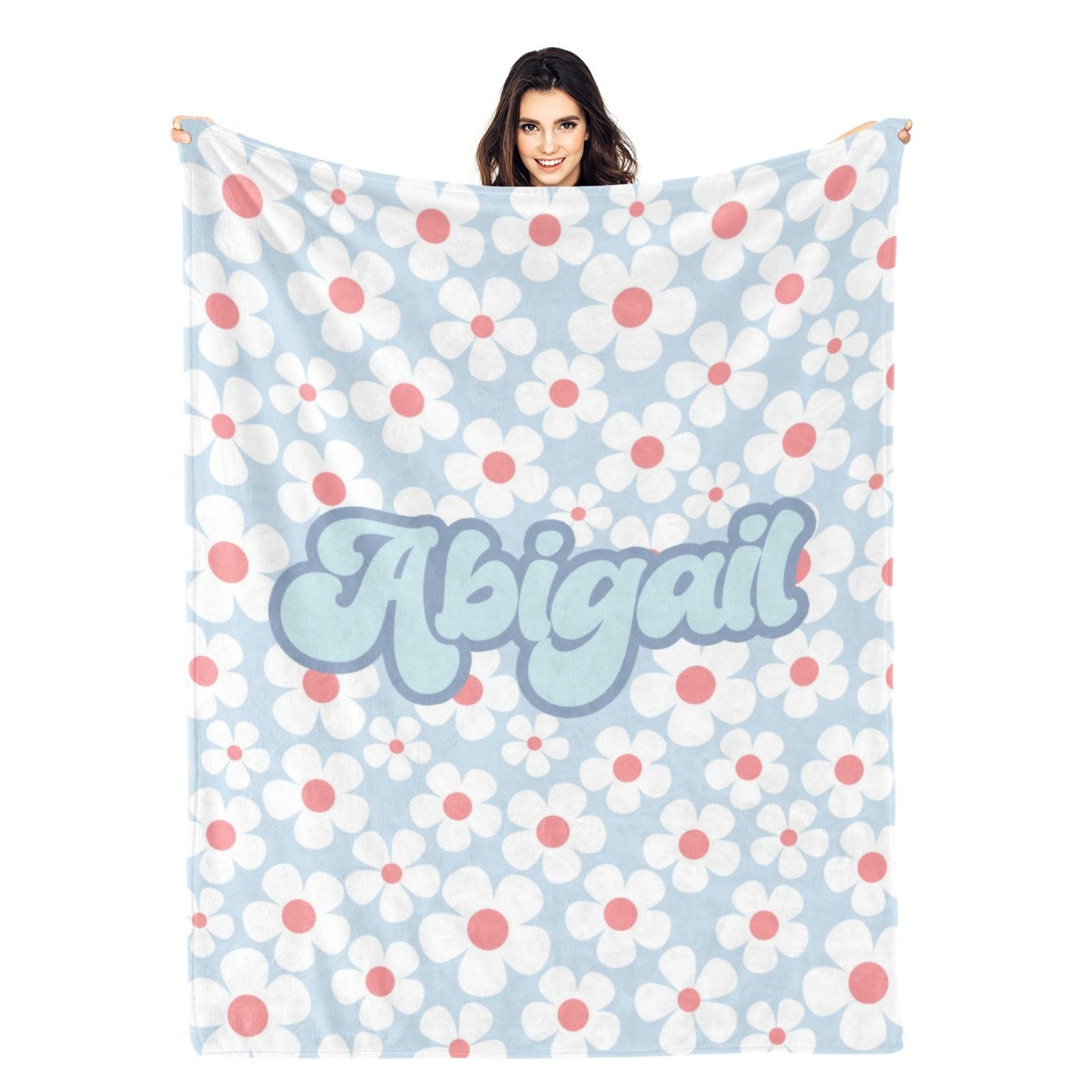 Personalized Colorful Flowers Name Blankets - Gift for Kids