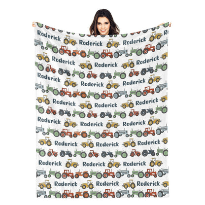 Personalized Vintage Car Name Blanket - Gift for Kids