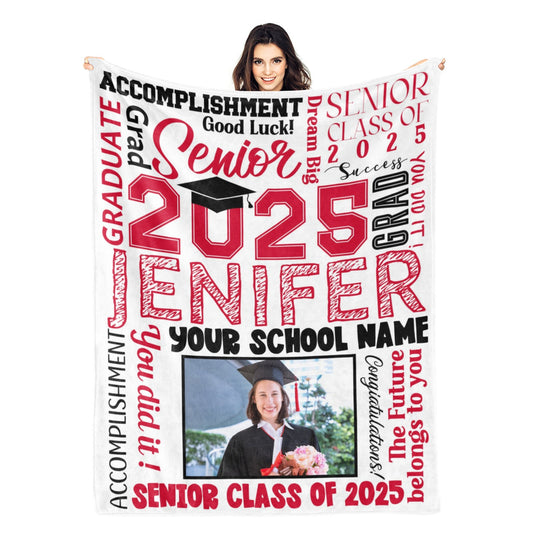 Personalized Custom Class of 2025 Graduation Photo Blankets - Graduation Gifts