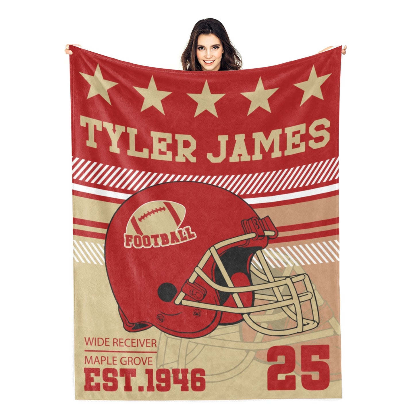 Personalized Football Themed Name Blankets - Gift for Family