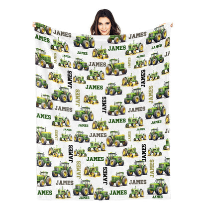 Personalized Custom Tractor Name Blankets - Gift for Kids