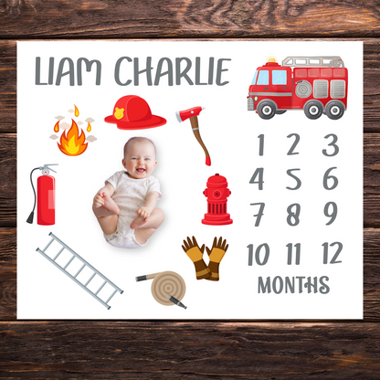 Personalized Wizard Milestone Fire Baby Name Blanket - Gift for Baby