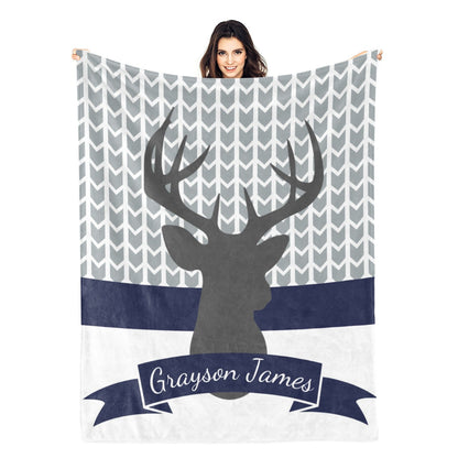 Personalized Woodland Deer Name Blankets - Gift for Kids