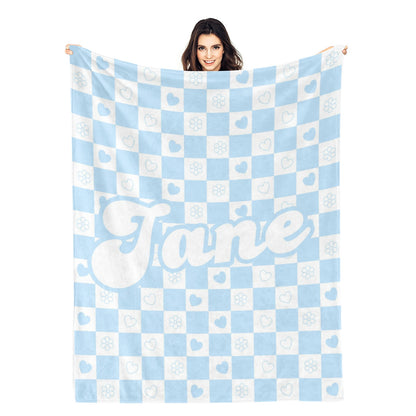 Personalized Love Plaid Children's Name Blanket - Gift for Kids