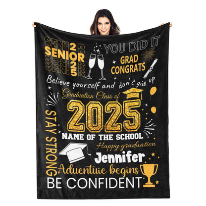 Personalized Class of 2025 Graduation Celebration Champagne Blanket - Graduation Gifts