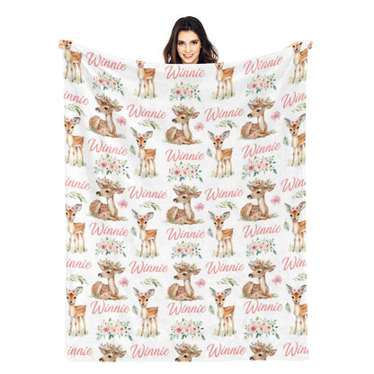 Personalized Woodland Animal Friends Name Blankets - Gift for Kids