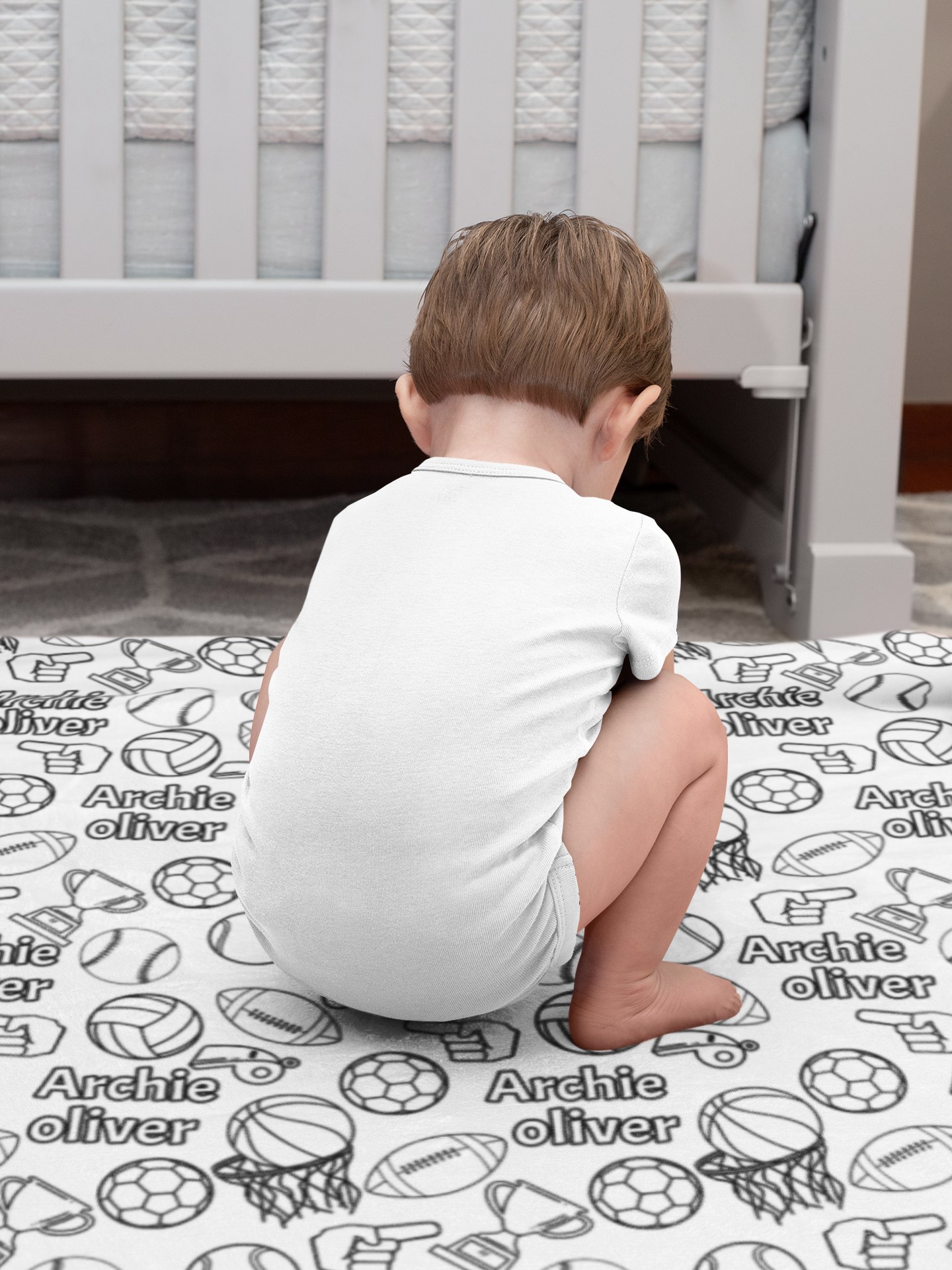 Personalized Cartoon Sports Coloring Blanket - Gift For Kids