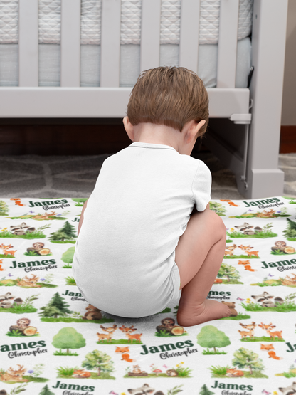 Personalized Custom Forest Animals Name Blankets - Gift for Kids