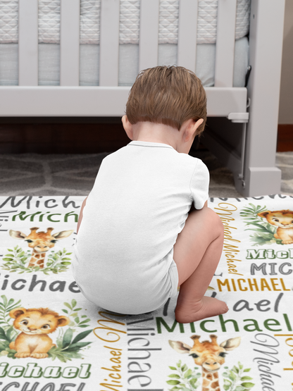 Personalized Custom Jungle Animals Name Blankets - Gift for Kids