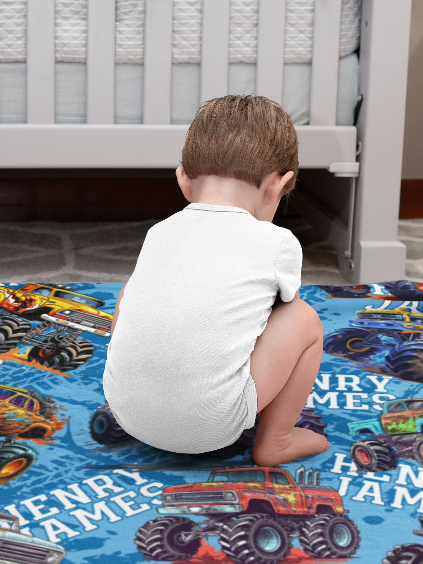 Personalized Monster Trucks Blankets - Gifts for Kid