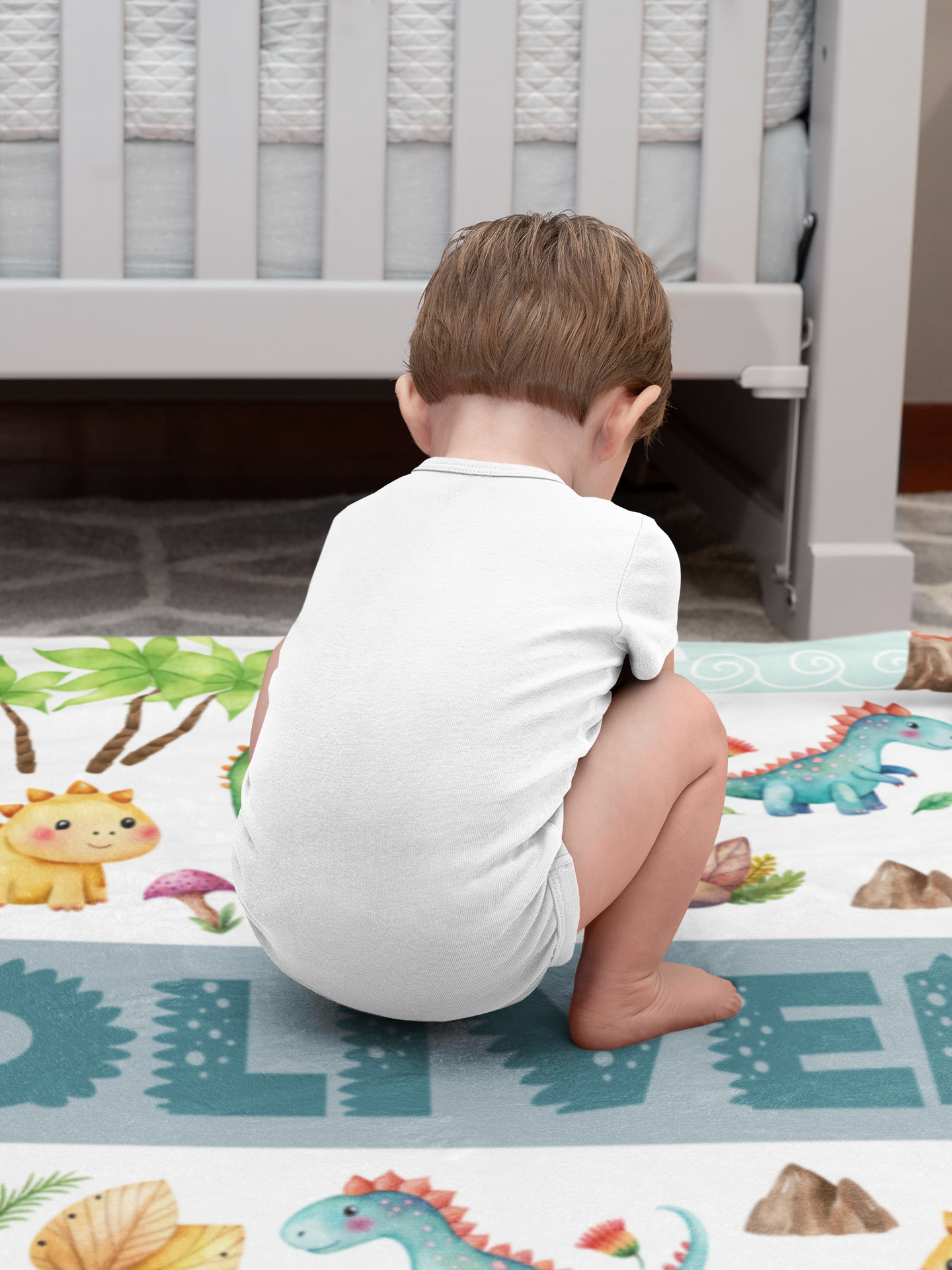 Personalized Cartoon Dinosaurs Name Blanket - Gift for Kids