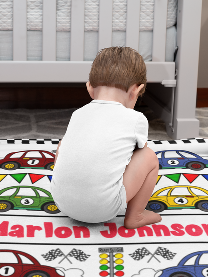 Personalized Cute Racing Bunting Name Blanket - Gifts for Kids