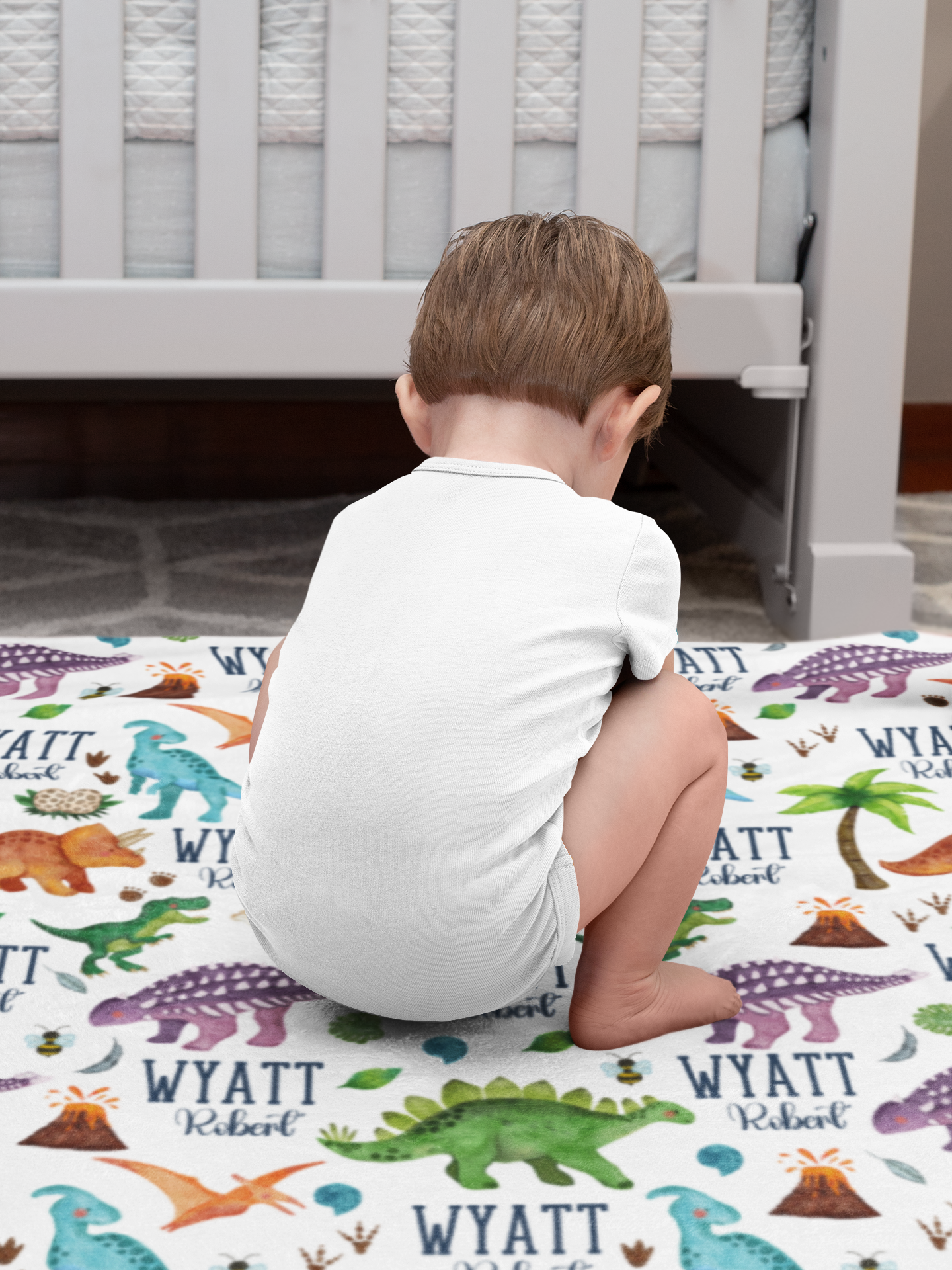 Personalized Dinosaurs Themed Boy Name Blankets - Gift for Kids