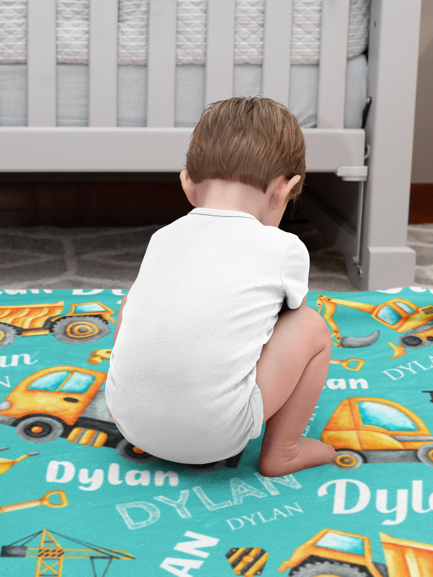 Personalized Construction Truck Name Blanket - Gift for Kids