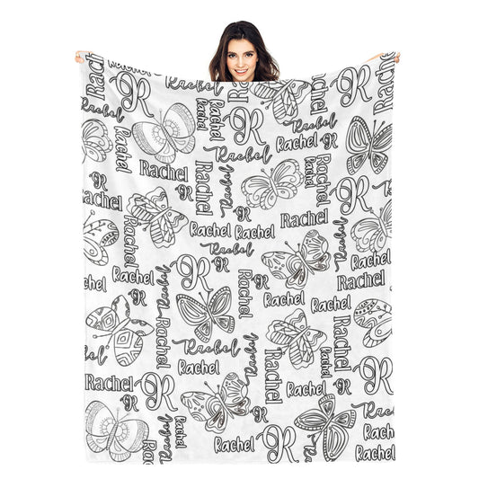 Personalized Butterfly Coloring Blanket - Gift for Kids