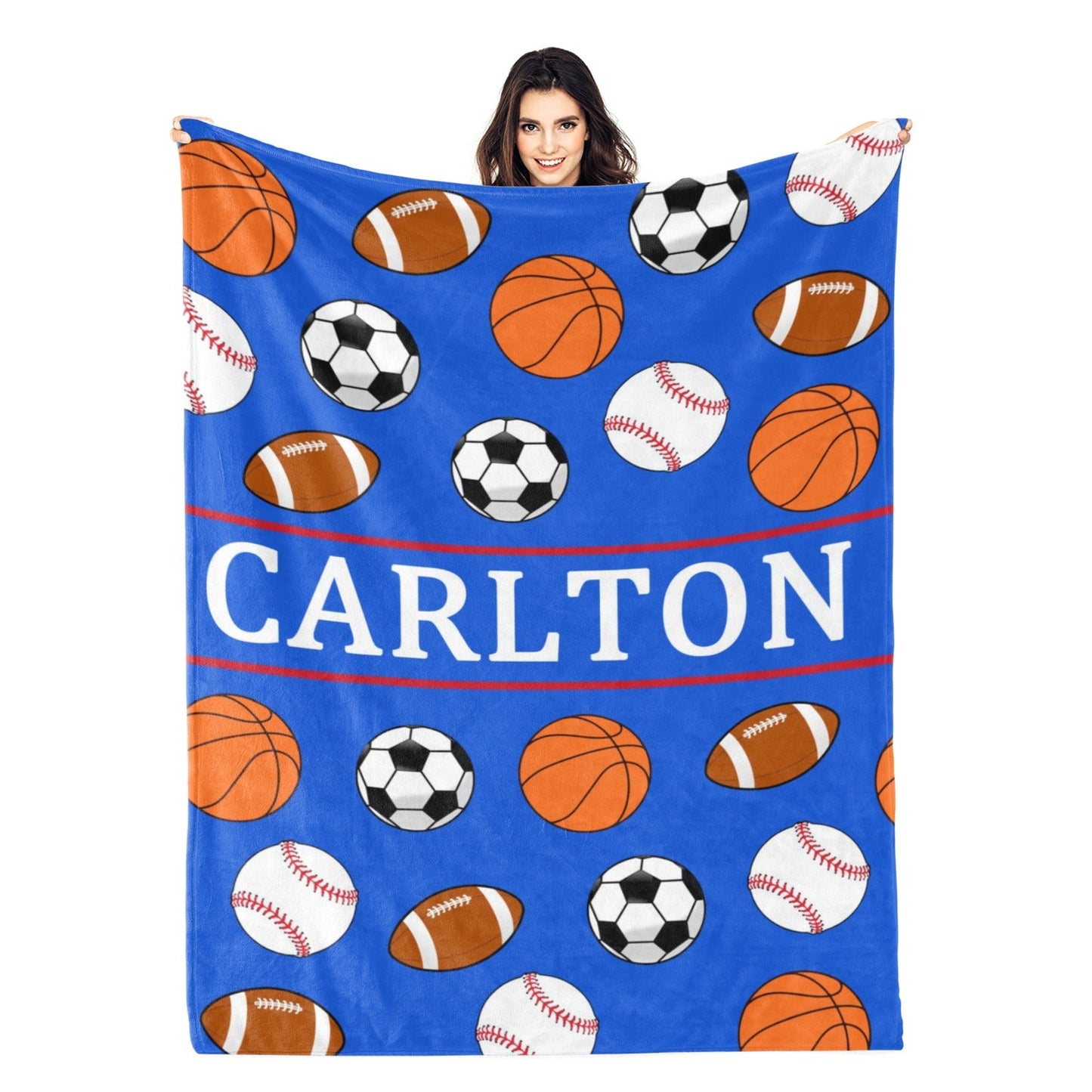 Personalized Sports Ball Name Blanket - Gift for Kids