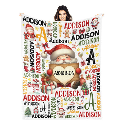 Personalized Christmas Themed Name Blankets - Gift for Kids