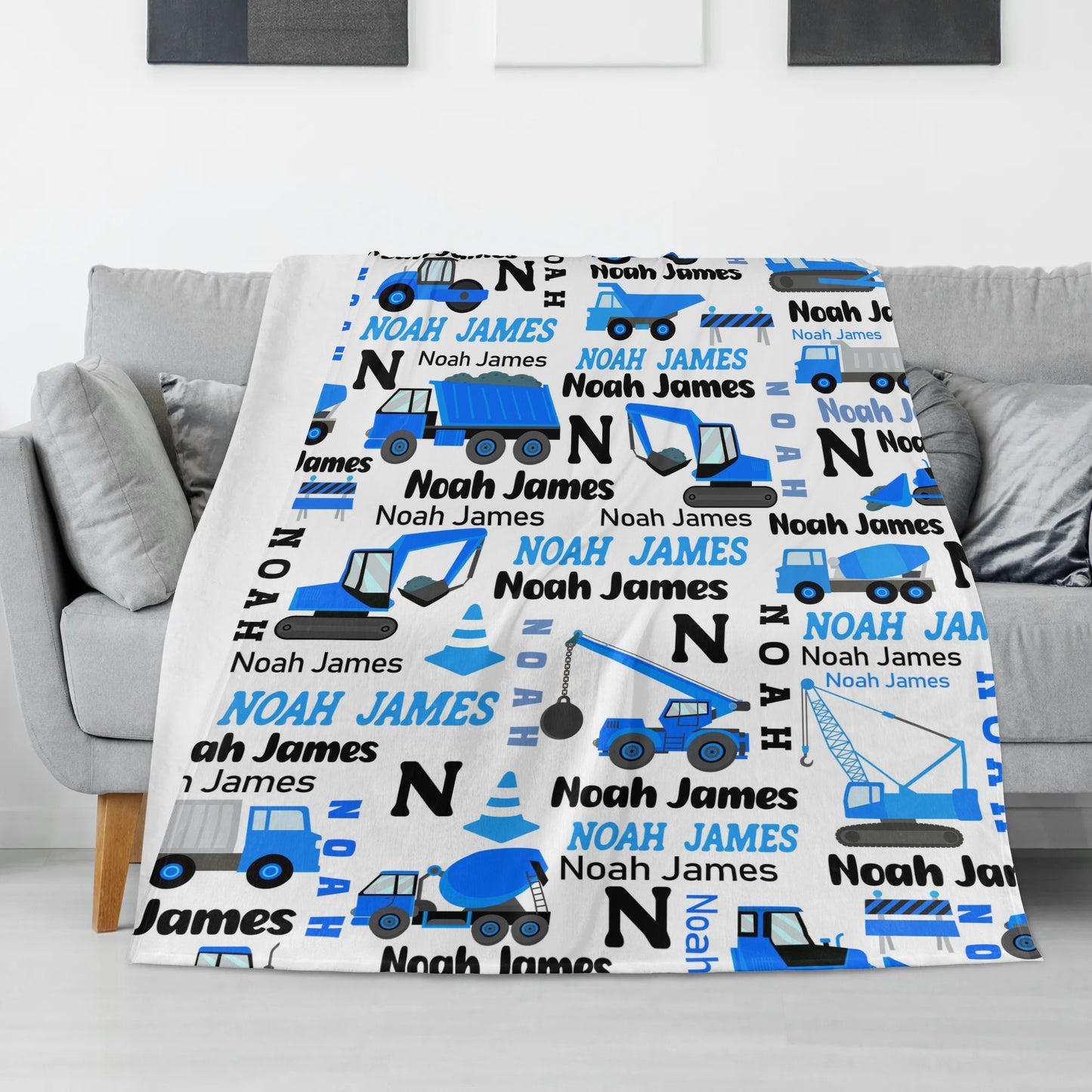 Personalized Construction Trucks Blankets - Gifts for Kid