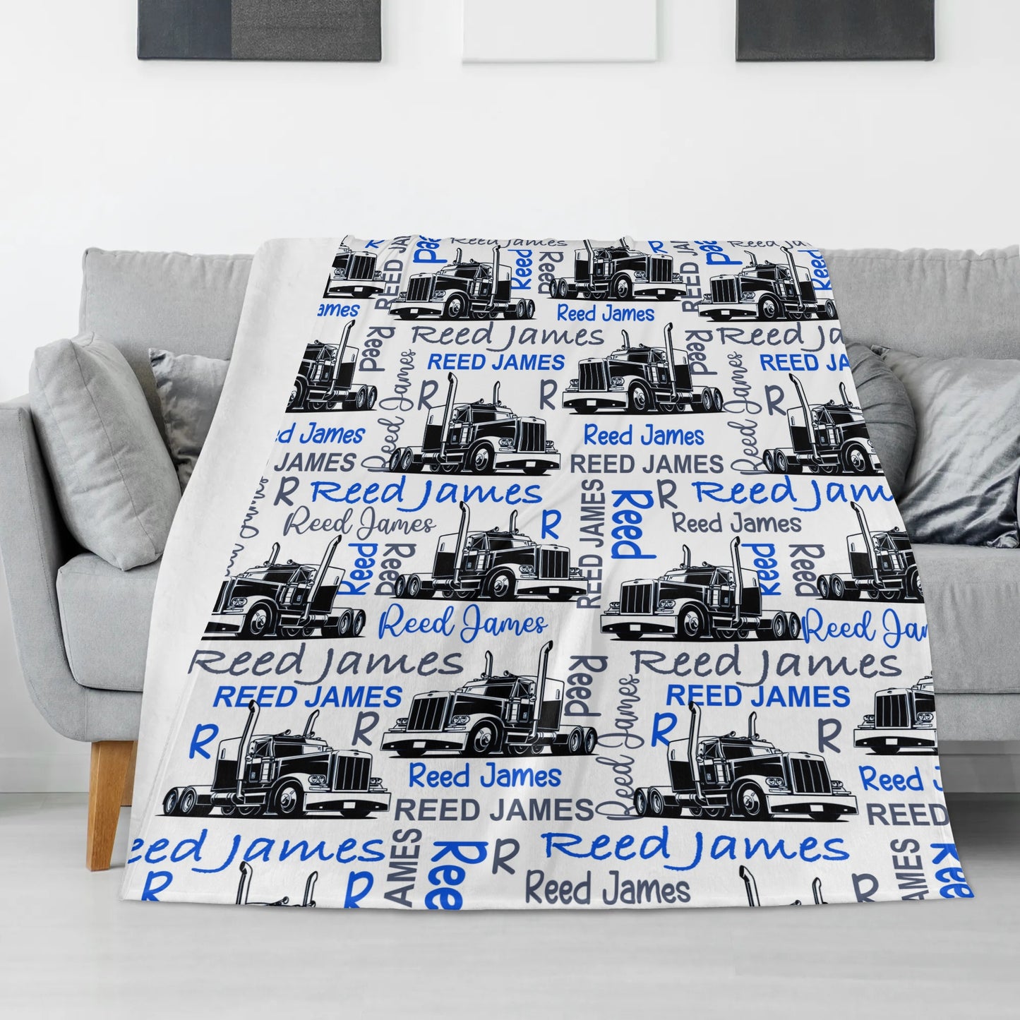 Personalized Steam Train Vintage Name Blanket - Gift for Kids