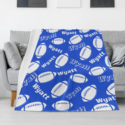 Personalized Custom Tile Football Name Blanket - Gift for Kids