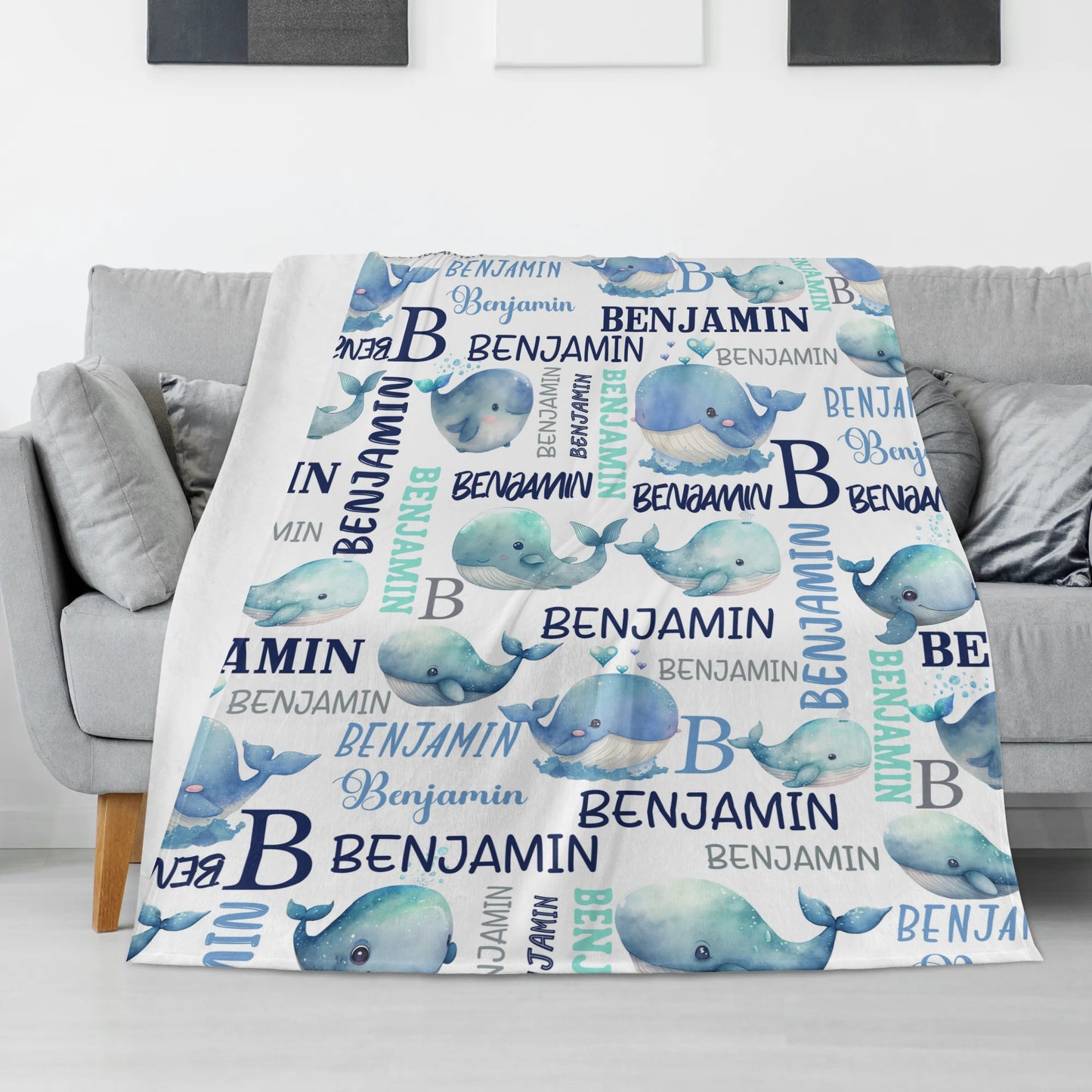 Personalized Sea Animal Whale Blanket - Gifts for baby