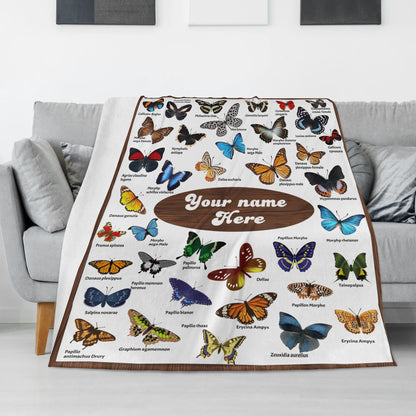 Personalized Butterfly Encyclopedia Name Blanket - Gift for Kids