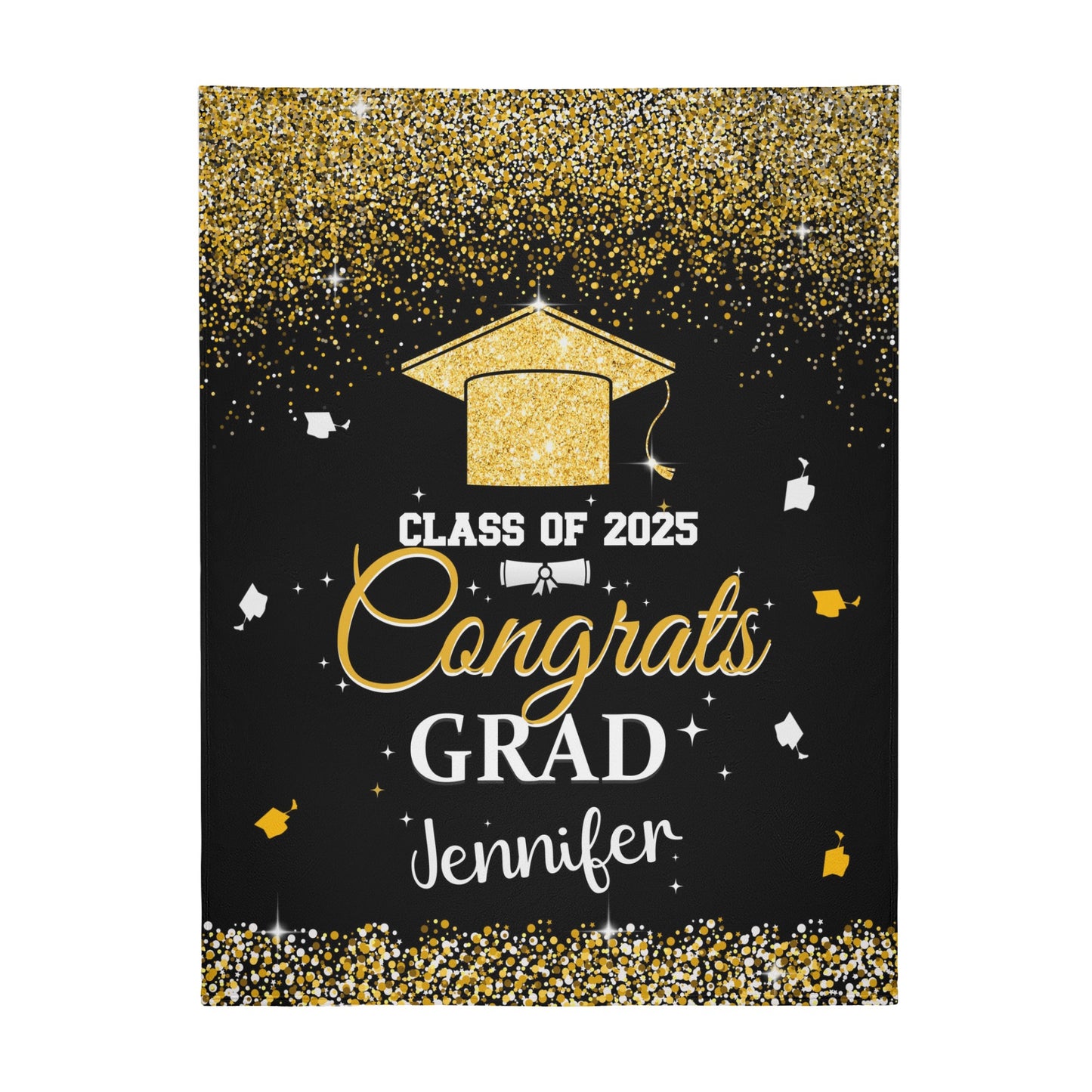 Personalized Class of 2025 Graduation Glitter Name Blanket - Graduation Gift