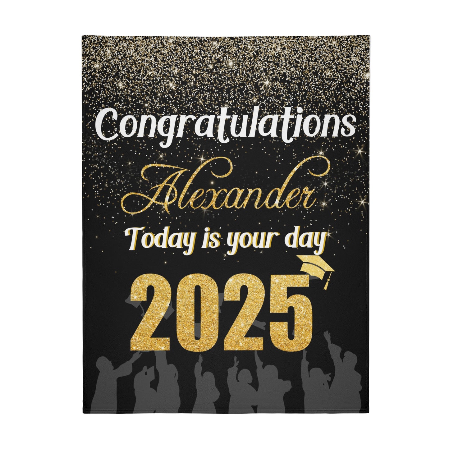 Personalized Class of 2025 Graduation Glitter Star Name Blanket - Graduation Gift