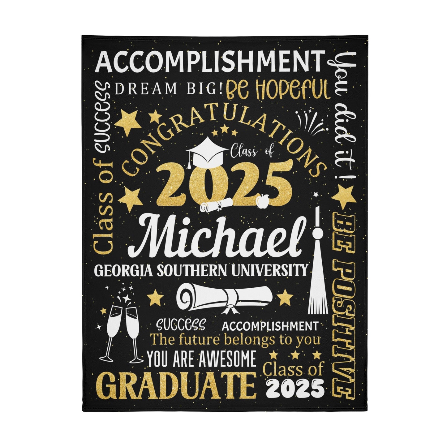 Personalized Class of 2025 Graduation Party Custom Name Blanket - Graduation Gifts