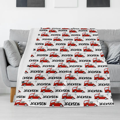 Personalized Tow Truck Name Blankets - Gift for Kids