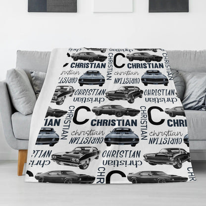 Personalized Muscle Car Kids Name Blanket - Gifts for Kids