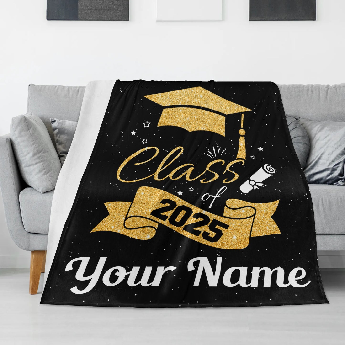 Personalized Graduation Stars Class of 2025 Name Blanket - Graduation Gift