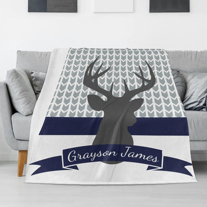 Personalized Woodland Deer Name Blankets - Gift for Kids