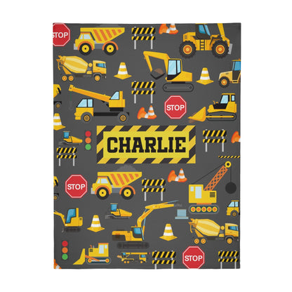 Personalized Custom Construction Truck Blanket - Gift for Kids