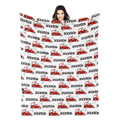 Personalized Tow Truck Name Blankets - Gift for Kids