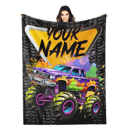 Personalized Racing Car Splash Ink Boys Name Blanket - Gift for Kids