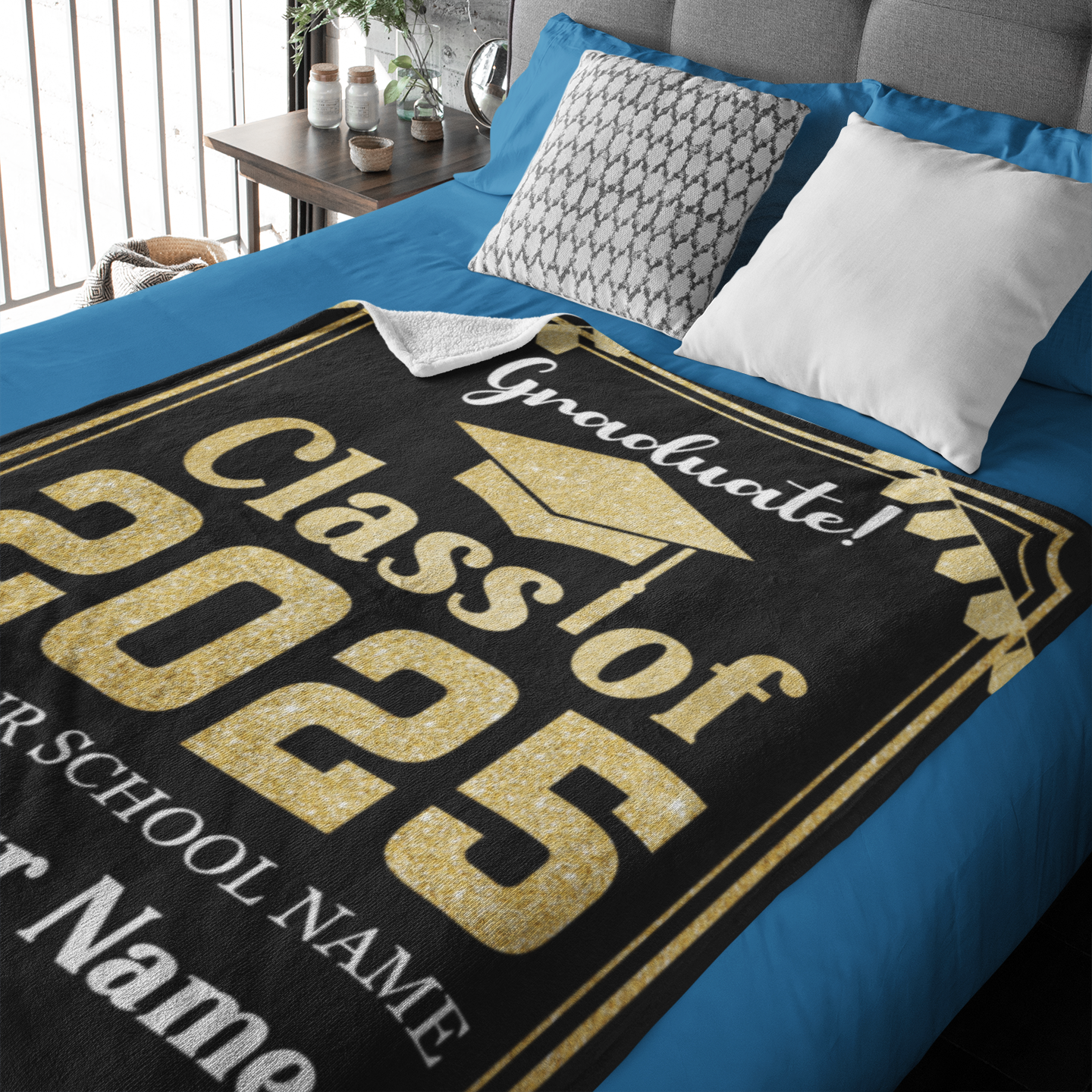 Personalized Class of 2025 Graduation Custom Name Blanket - Graduation Gifts