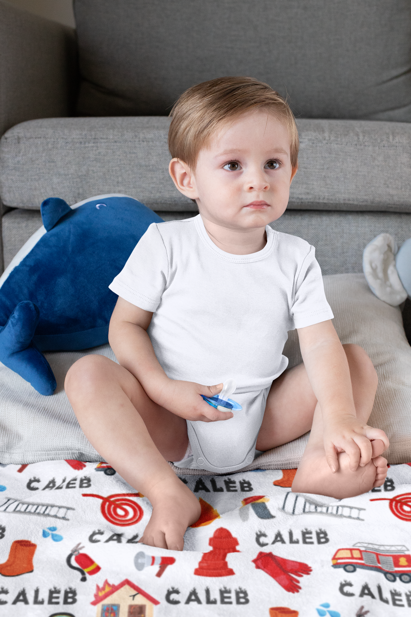 Personalized Firetruck Themed Name Blanket - Gift for Kids