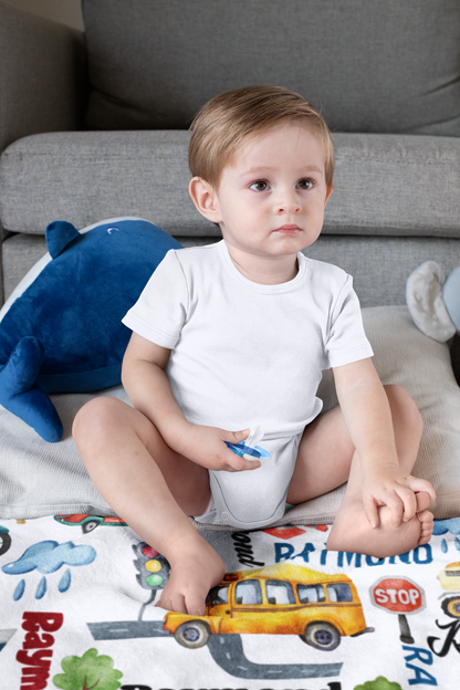 Personalised Watercolour Traffic Name Blanket - Gift for Kids