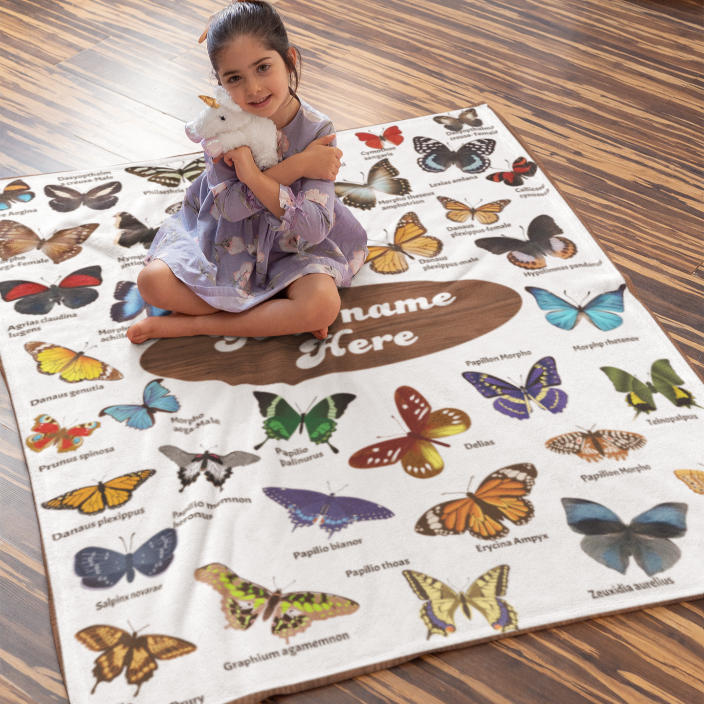 Personalized Butterfly Encyclopedia Name Blanket - Gift for Kids