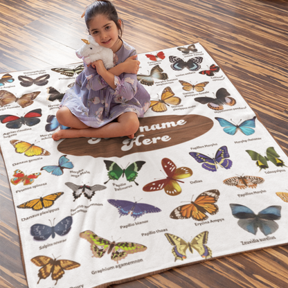 Personalized Butterfly Encyclopedia Name Blanket - Gift for Kids